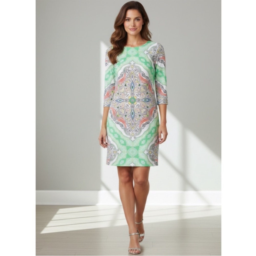 Banana Republic Green and Orange Paisley Dress